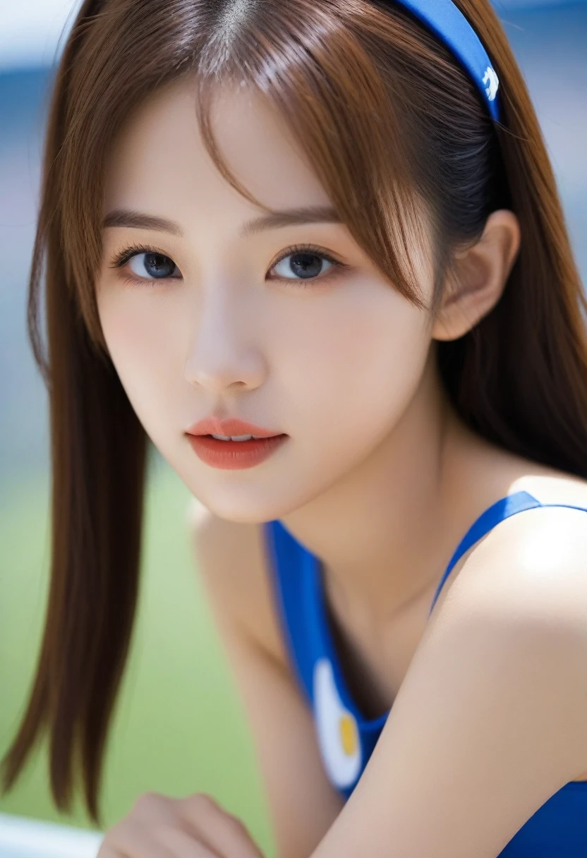 8K, Ultra-high resolution, Highest quality, masterpiece, 三分割法によるphotograph,Surreal, photograph, 1 Girl, (16 years old:1.3), pretty girl, Cute face, Beautiful eyes in every detail, 細かくdetailedに,masterpiece,, One Girl:1.2, Japan Female Announcer, Virginia Otis 15 year old girl、美しい cyborg mixed maid female, Mecha Cyborg Girl,Mecha Body Girl,blue sky, Confetti, Racing Car, flag, Small face, Very delicate facial expressions, Delicate eye depiction, Very fine hair, Upper body close-up, erotic, The only sexy Japanese woman, Healthy body shape, 16 years oldの女性, Race Queen, Large, firm, swaying bust, Sexy long legs, Glowing Skin, Soft Skin, 派手なRace Queenのコスチューム, Blue tight skirt, White Leather Long Boots, Formula 1, Auto Racing Track,Beautiful leg line beauty,Captivating thighs,Full of sex appeal,Sensual,A carefree smile,Heal the heart,Short ponytail、beauty,Long neck、Laugh a little、Please close your mouth and laugh、(((Ideal body type))),A cup small breasts :2,、Portraiture:2、Perfect Anatomy、鮮明なdetailed、detailed、Surreal、Light and shadow,Strong light