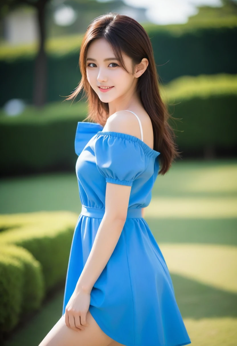 8K, Ultra-high resolution, Highest quality, masterpiece, 三分割法によるphotograph,Surreal, photograph, 1 Girl, (16 years old:1.3), pretty girl, Cute face, Beautiful eyes in every detail, 細かくdetailedに,masterpiece,, One Girl:1.2, Japan Female Announcer,  Virginia Otis 15 year old girl、美しい cyborg mixed maid female, Mecha Cyborg Girl,Mecha Body Girl,blue sky, Confetti, Racing Car, flag, Small face, Very delicate facial expressions, Delicate eye depiction, Very fine hair, Upper body close-up, erotic, The only sexy Japanese woman, Healthy body shape, 16 years oldの女性, Race Queen,  Large, firm, swaying bust, Sexy long legs, Glowing Skin, Soft Skin, 派手なRace Queenのコスチューム, Blue tight skirt, White Leather Long Boots, Formula 1, Auto Racing Track,Beautiful leg line beauty,Captivating thighs,Full of sex appeal,Sensual,A carefree smile,Heal the heart,Short ponytail、beauty,Long neck、Laugh a little、Please close your mouth and laugh、(((Ideal body type))),A cup small breasts :2,、Portraiture:2、Perfect Anatomy、鮮明なdetailed、detailed、Surreal、Light and shadow,Strong light