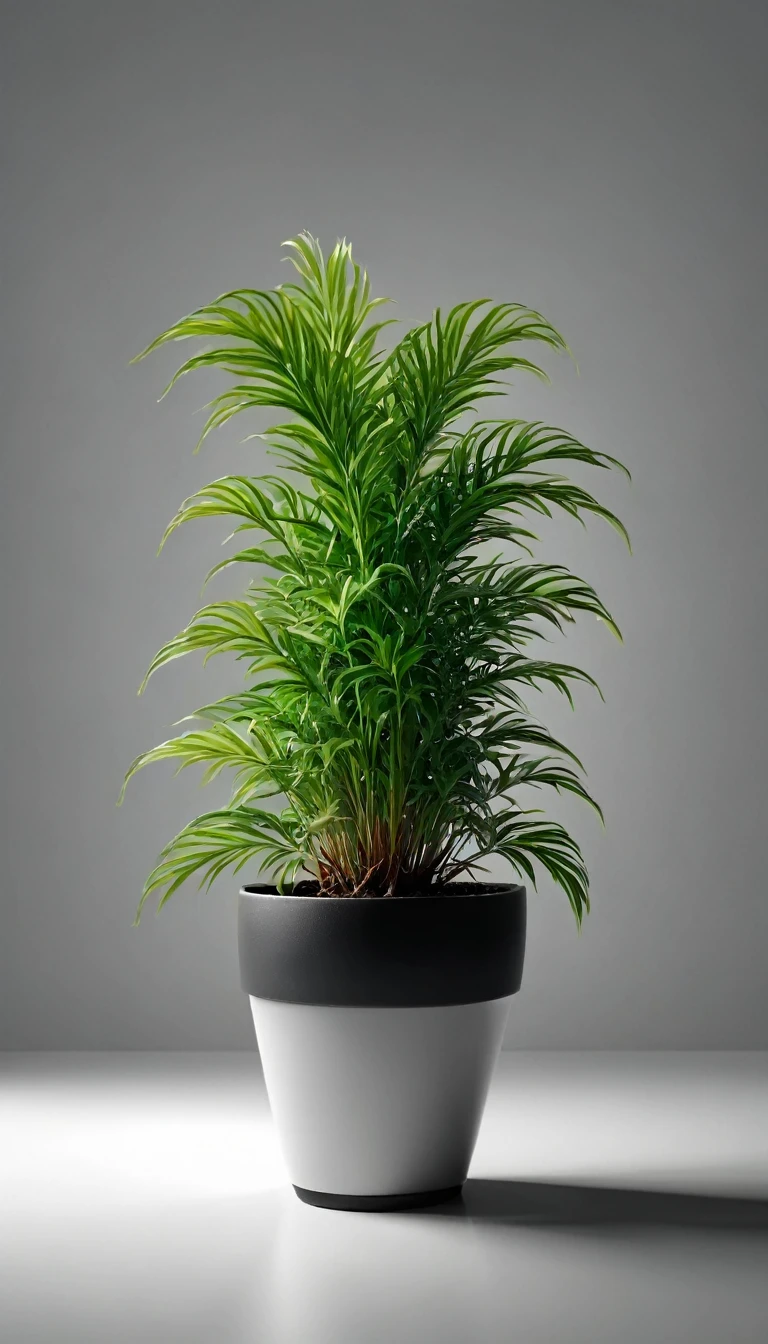 small plant in the pot look like dancing. realistic photo, 8k
