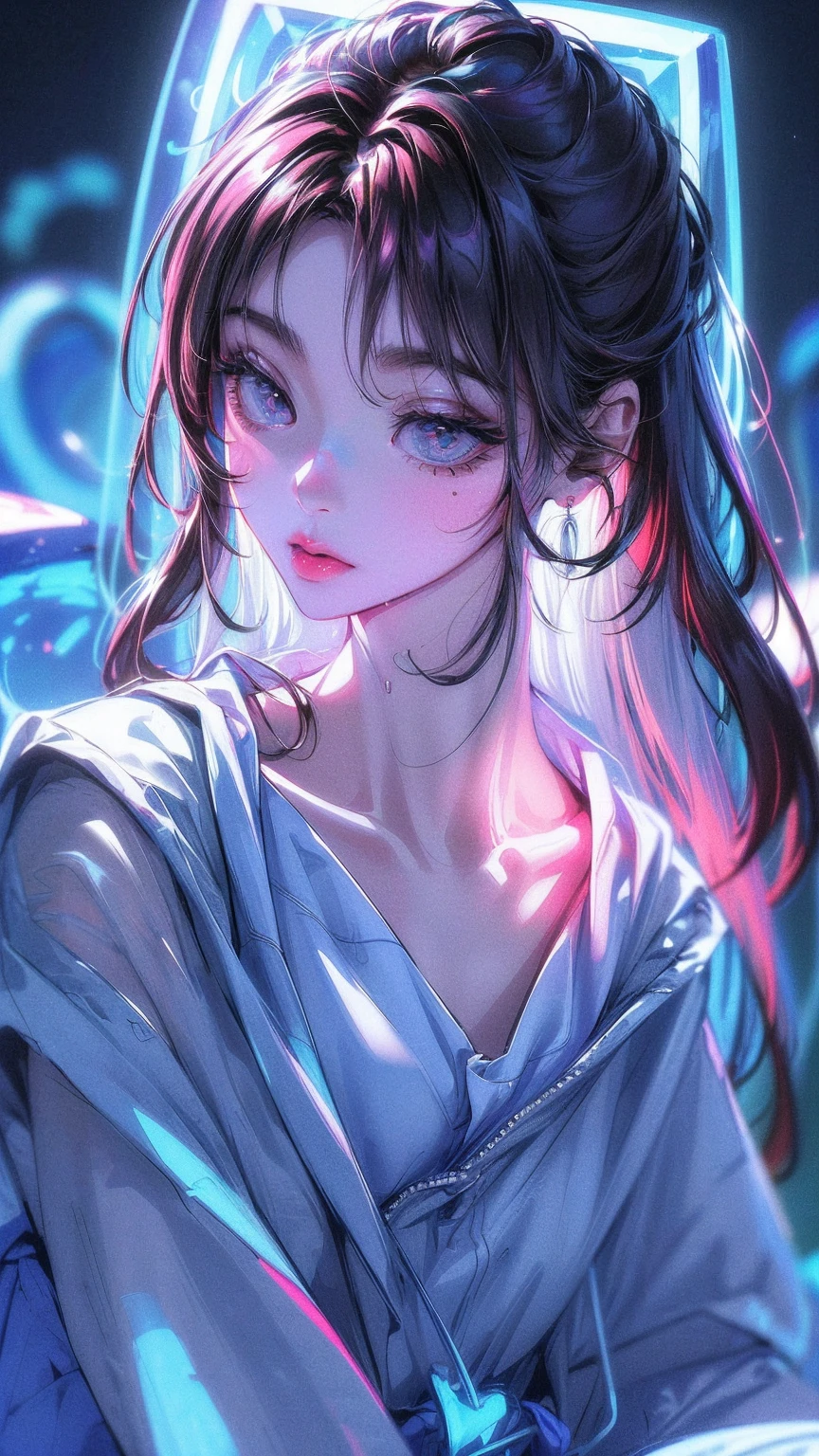 (8K, RAW photos, Reality:1.25) ,( Lip Gloss, eyelash, Glossy surface, Glowing skin, best quality, Ultra-high resolution, Depth of Field, Chromatic Aberration, Caustic lines, Wide lighting, Natural shade,Korean Idol) Looking at the audience with calm and goddess-like happiness,