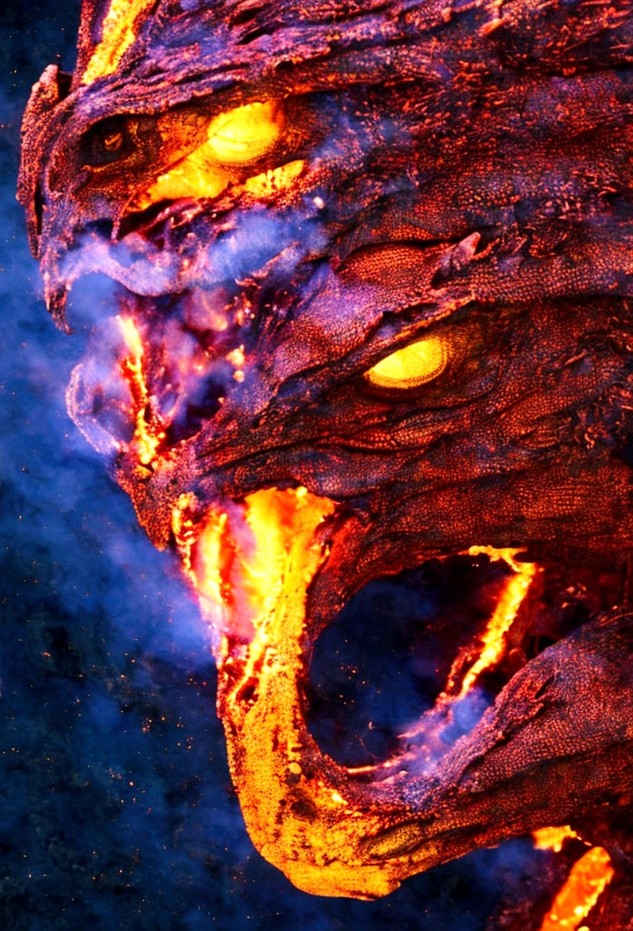 best quality, masterpiece, big fire dragon, volcano eruption, fire storm, ultra-detailed, realistic, photo-realistic:1.37, HDR, UHD, studio lighting, ultra-fine painting, sharp focus, physically-based rendering, extreme detail description, professional, vivid colors, bokeh, cinematic lighting, dramatic, epic, fantasy, concept art