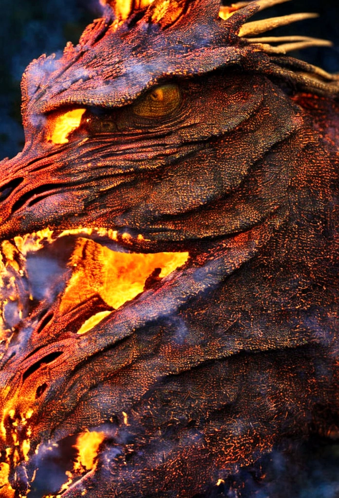 best quality, masterpiece, big fire dragon, volcano eruption, fire storm, ultra-detailed, realistic, photo-realistic:1.37, HDR, UHD, studio lighting, ultra-fine painting, sharp focus, physically-based rendering, extreme detail description, professional, vivid colors, bokeh, cinematic lighting, dramatic, epic, fantasy, concept art