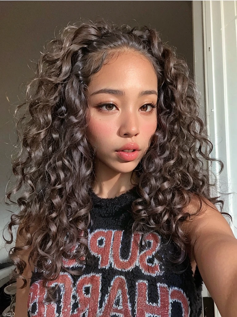Beautiful black woman, striking look, Sexy Mature Woman, black fur color, seamless, Outstanding features, very curly hair, Full mouth, skin black, mulatto black