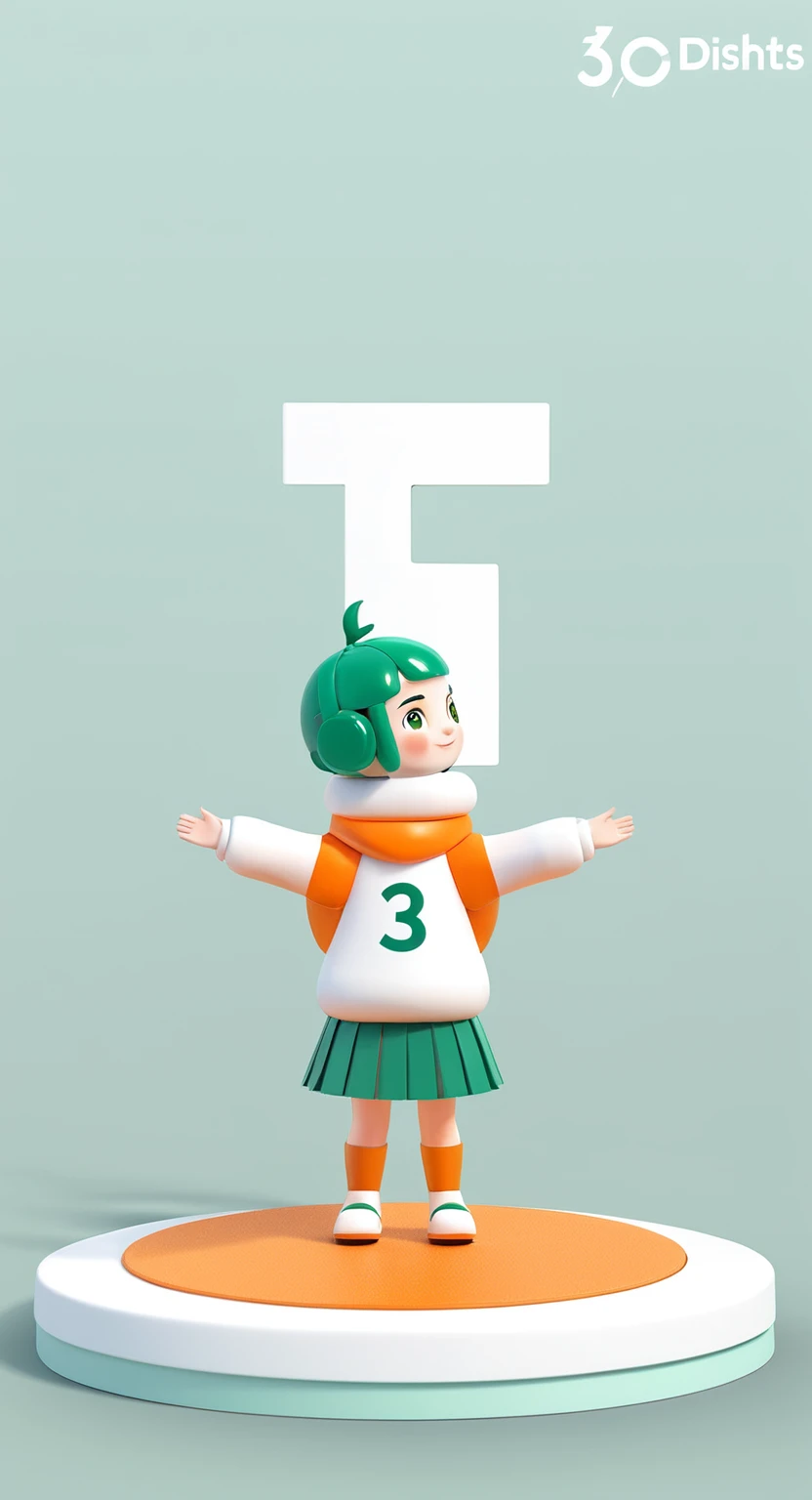 T-Pose 3D model, DishDot, in the style of 3d game art, characterized girl, dmitry vishnevsky, orange and emerald, cute and dreamy, editorial illustrations, zeiss batis 18mm f/2.8