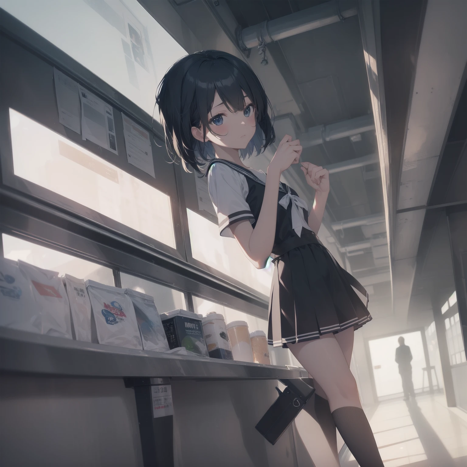 ultra-absurdres-Top quality by artist God, ultra-detailed, high resolution, anime moe artstyle, best anime 8k konachan wallpaper, pixiv contest winner, pool:2810, perfect anatomy,break, 1girl, (Please draw a girl walking sleepily to school alone. )break,(Solo,little female, 13-year-old:1.3),Full limbs, complete fingers,a junior high school student, (very short hair), short cut, flat chest, , small butt, small black eyes, beautiful detailed eyes, well-proportioned iris and pupils, expressive eyes, highres detailed hair, soft expression, salor school_uniform, sailor collar, serahuku, bow, pleated skirt,(Detailed Lighting), (Detailed background), in the School commute route. break,super detailed skin, Best cinematic lighting powered by famous artist, 8k,beauty illustration,photoshop_(medium),very aesthetic,break,((artist:hana_kazari )), artist:clamp ,artist:carnelian ,artist:kantoku ,