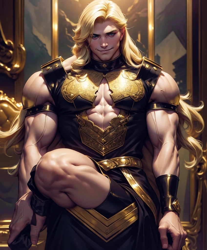 (((Luxurious shoulder length blond hair and sexy smirk.))) (((18 years old.))) (((18yo.))) (((Cute smirk.))) (((Single character image.))) (((1boy)))score_9, score_8_up, score_7_up, In this ultra-realistic 8K art style, a stunning figure takes center stage. TDesign a male bodybuilder as a fantasy character. fantasy adventurer, masterpiece:1.3,madly detailed photo:1.2, hyper-realistic lifelike texture:1.4, picture-perfect:1.0,8k, HQ,best quality:1.0, (masterpiece,fantasy,art, best quality, unreal engine, 8k, ultra HD, centered image, absurdres
