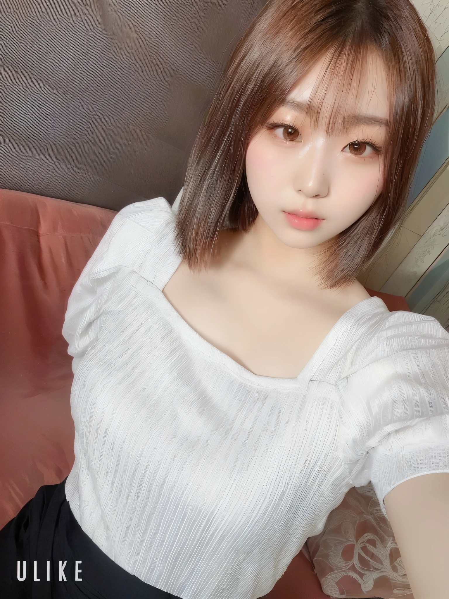araffe asian woman with a white shirt and black skirt posing for a picture, Yoshitomo Nara, sakimichan, reluvy5213, 8k selfie photograph, smooth white tight clothes suit, korean girl, with short hair, sakimi chan, gorgeous young korean woman, Chiho