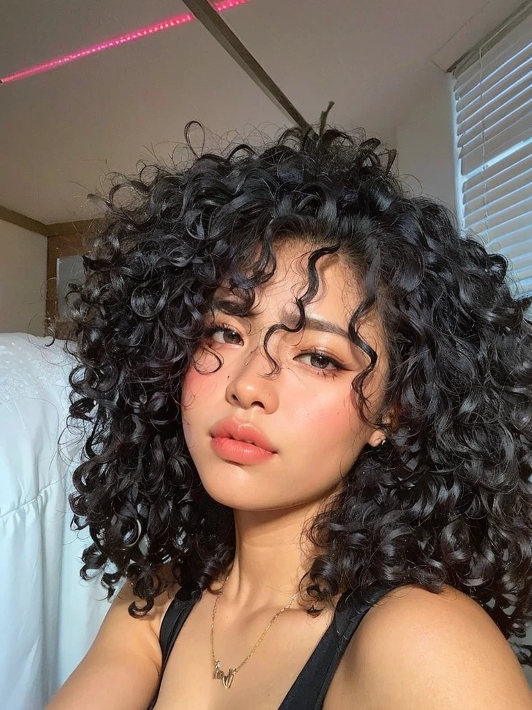 Beautiful black woman, striking look, Sexy Mature Woman, black fur color, seamless, Outstanding features, very curly hair, Full mouth, skin black, mulatto black