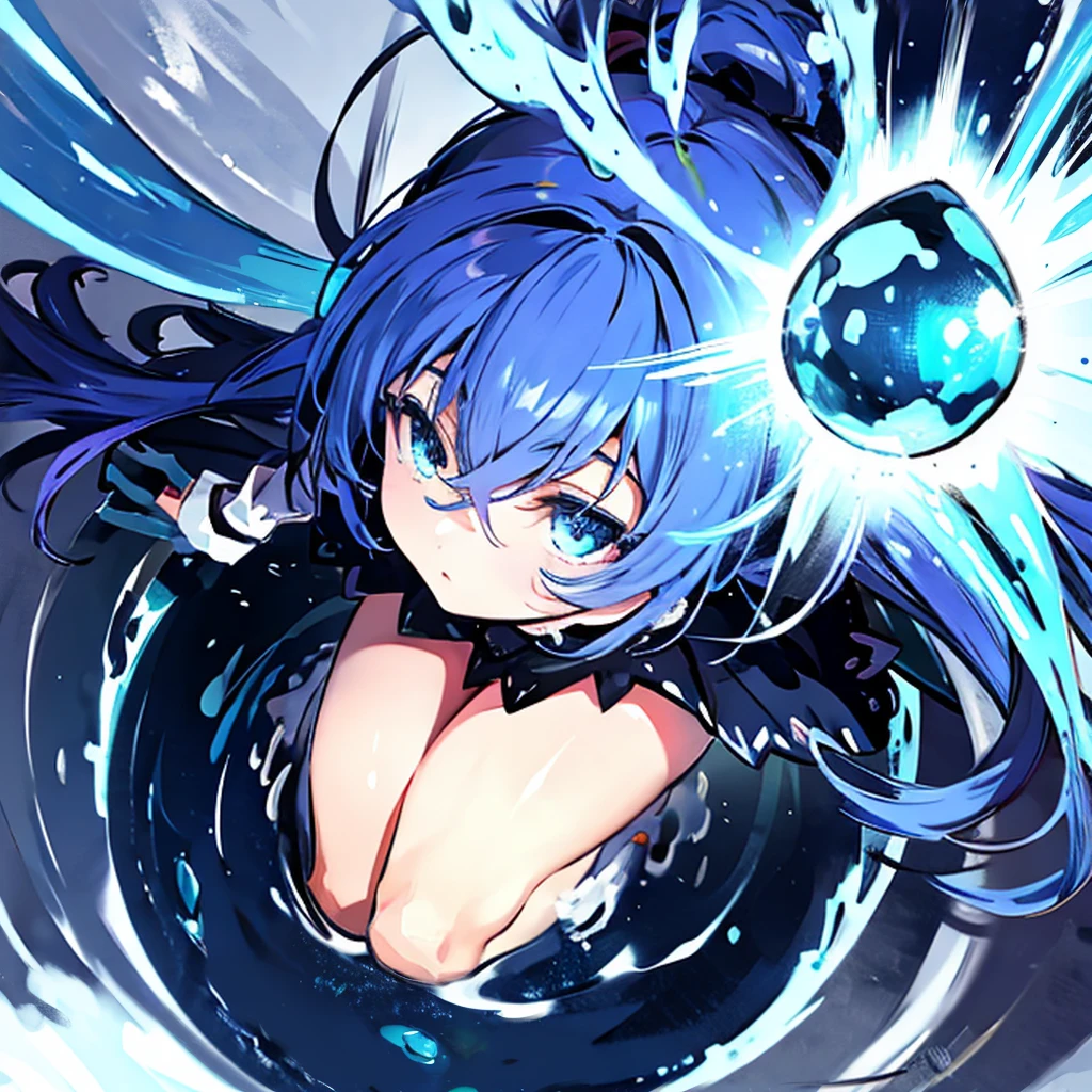 Create an ultra-detailed, best quality, high-resolution masterpiece depicting an umbral elemental with an anime girl figure seeping with blue energy perfect shadows, high quality shading, photorealistic, Roxy Migurdia
