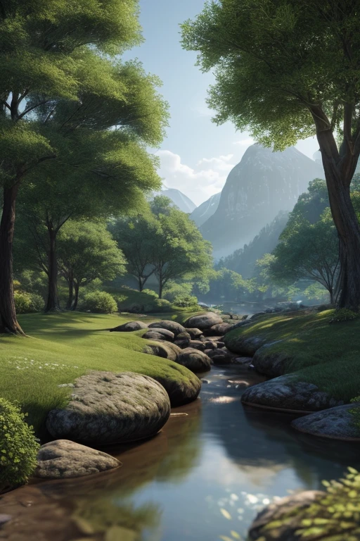 a serene place, very nice, beautiful, calm and beautifully landscaped. photorealistic, 8k hd, Studio quality, ultra realistic, maximum detail, big scale, Post processing, photorealistic, photorealistic, photoshop, Photography, detailed, cinematic lighting, landscape, panorama, scenery, ray tracing, cine4d