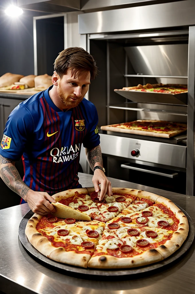 Leo Messi making pizza