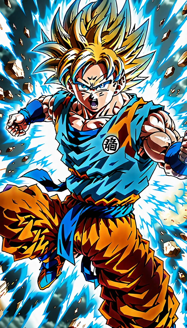 3D picture, Manga cover, charismatic, (random different forms of son goku super saiyan god mode ((unleashing random form blue rayed kamehameha:1.2)) , ready fighting pose:1.2 ) , random fight scene in the background, (multiple views:1.2)