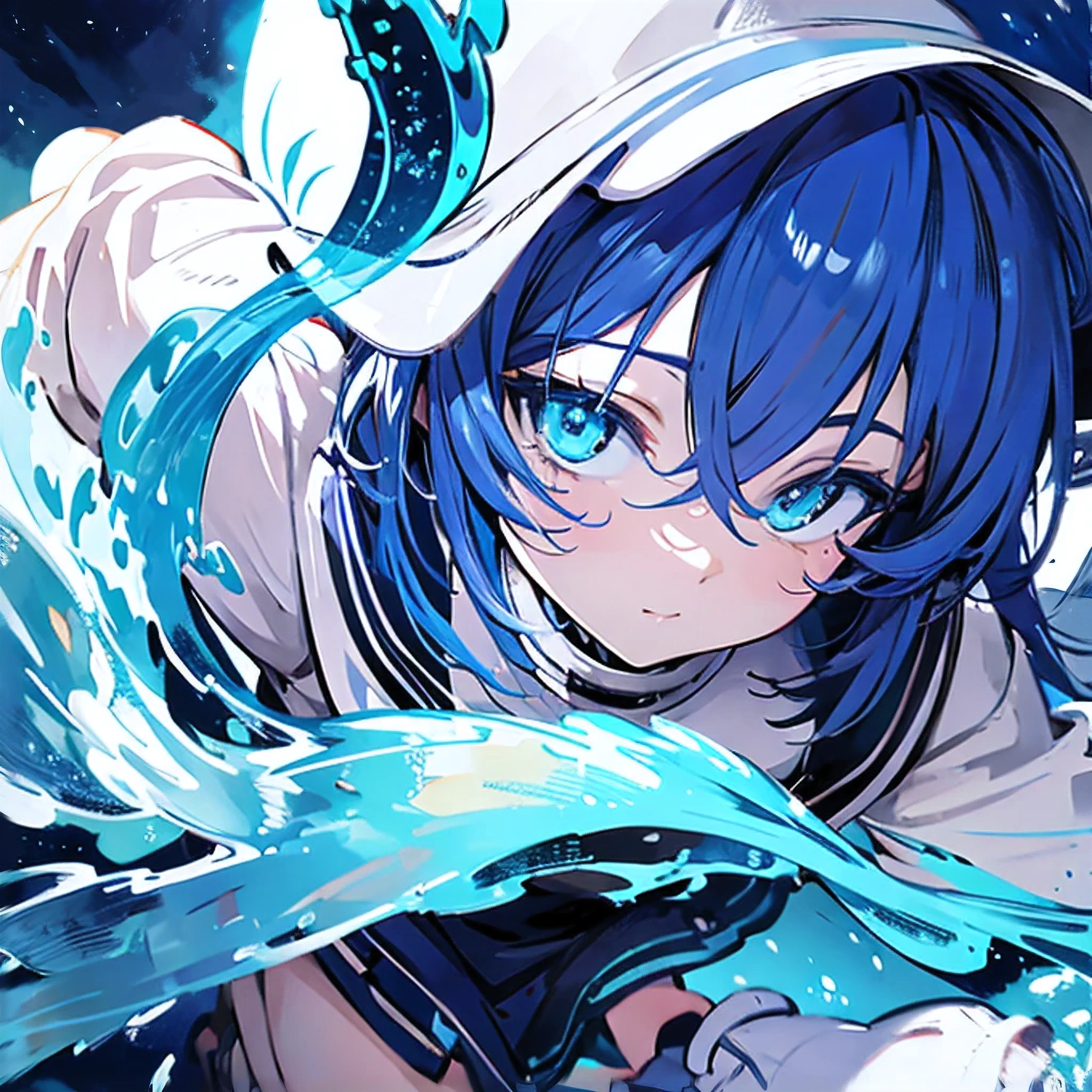 Create an ultra-detailed, best quality, high-resolution masterpiece depicting an umbral elemental with an anime girl figure seeping with blue energy perfect shadows, high quality shading, photorealistic, Roxy Migurdia