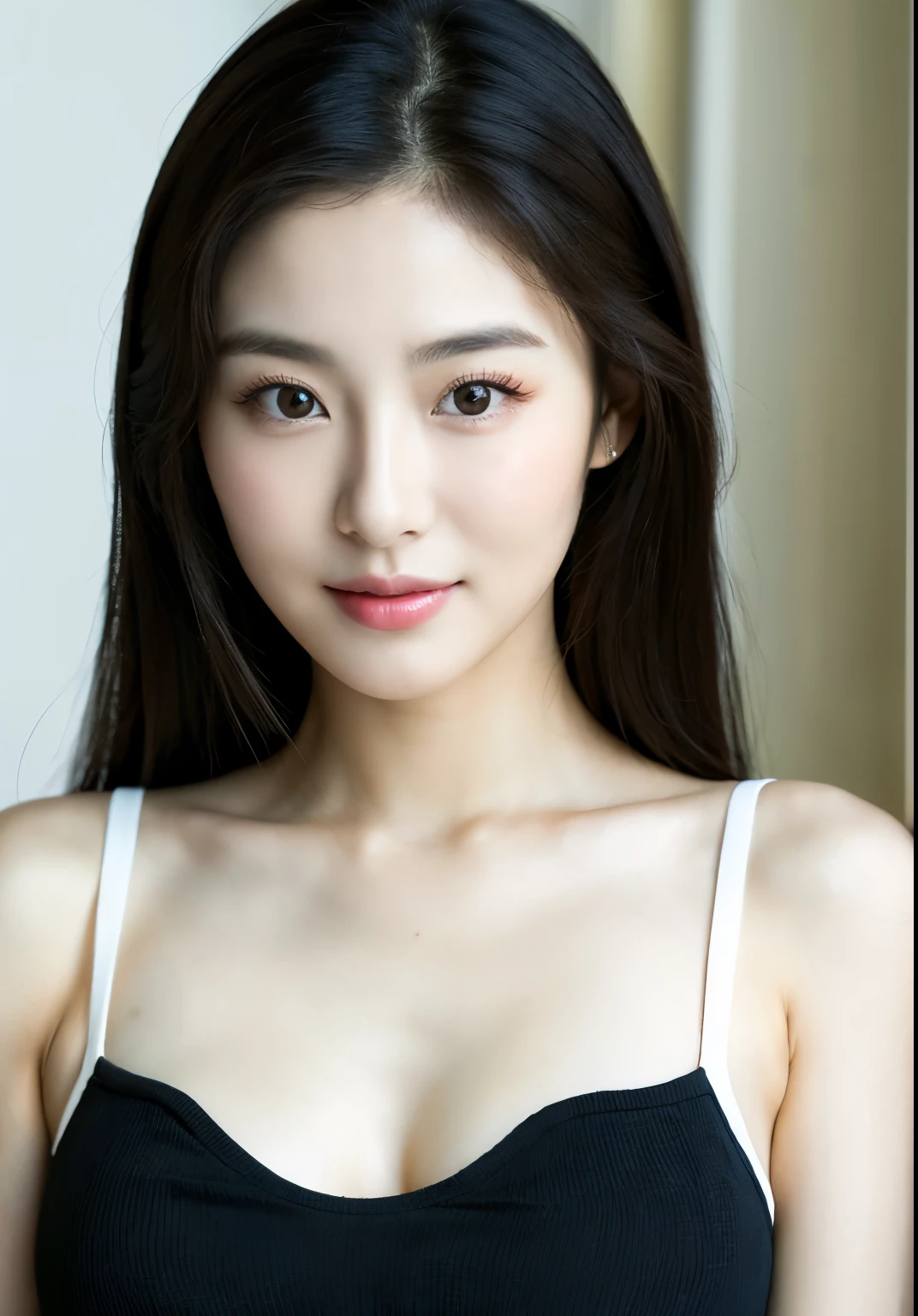 a close up of a woman with a white tank top on, beautiful south korean woman, beautiful young korean woman, gorgeous young korean woman, young adorable korean face, korean girl, cute korean actress, korean woman, female actress from korea, portrait of female korean idol, young cute wan asian face, asian beautiful face, korean face features, heonhwa choe