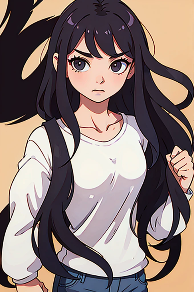 upper body, Long Hair, Clenched fist