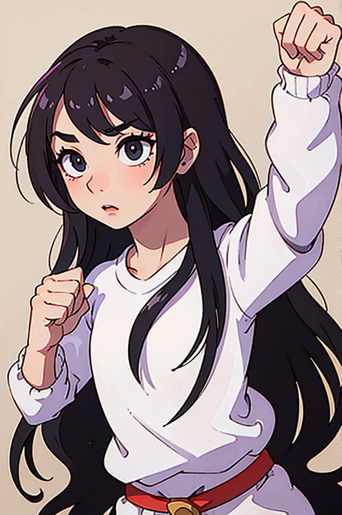 upper body, Long Hair, Clenched fist