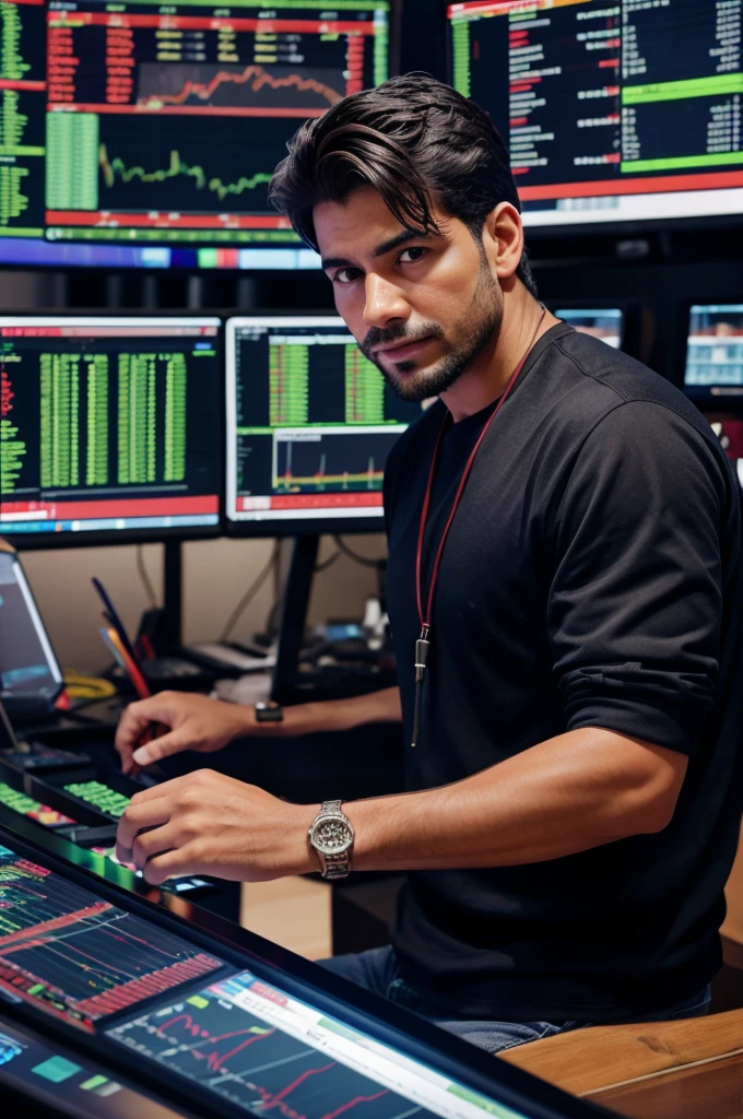 A trader With His Trading Setup 