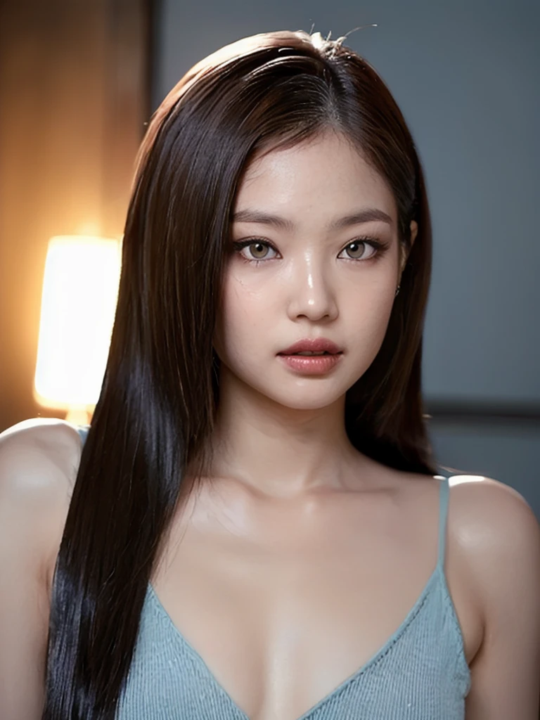 shiny skin, lips, super detailed skin, detailed beautiful face and eyes, spotlight, professional lighting, 1girl, solo, long hair, upper body, ribbon dress, natural pose, lips, indoor, realistic, score_7_up, i want the whole image to be created, kooo123, sorvete