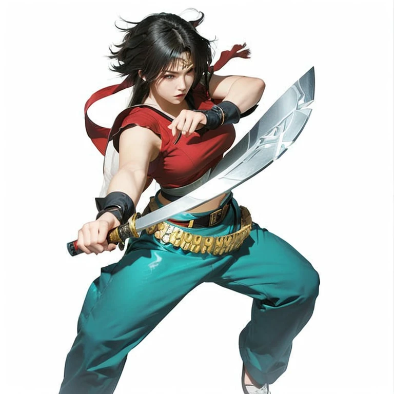 a close up of a person holding a sword and wearing a red top, fighting game character, katana zero video game character, character from king of fighters, natalie from epic battle fantasy, as a character in tekken, jrpg character, official character art, jrpg character art, shinkiro toshiaki mori, kunoichi, snow white as a d & d fighter