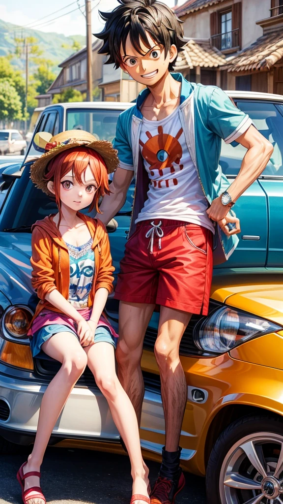 Luffy mettant une jupe car il se sent fille mais il est géné car nami l’a vu en jupe