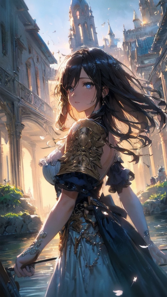 (extremely detailed CG unity 8k wallpaper),(((masterpiece))),(((best quality))),((ultra-detailed)),(best illustration),(best shadow),((an extremely delicate and beautiful)),dynamic angle,floating,The detailed castle,(((the best building))),mist encircles the mountains,fairyland,dynamic angle,classic,(detailed light),feather,nature,(sunlight),river,forest,flowers,beautiful and delicate water,(painting),(sketch),(bloom),(shine),, masterpiece,best quality,highly detailed,Amazing,finely detail,extremely detailed CG unity 8k wallpaper,score:>=60,, beautiful detailed eyes,Fine hair texture,, Cinematic Lighting,rim light,available light,light leaks,depth_of_field,blurry,