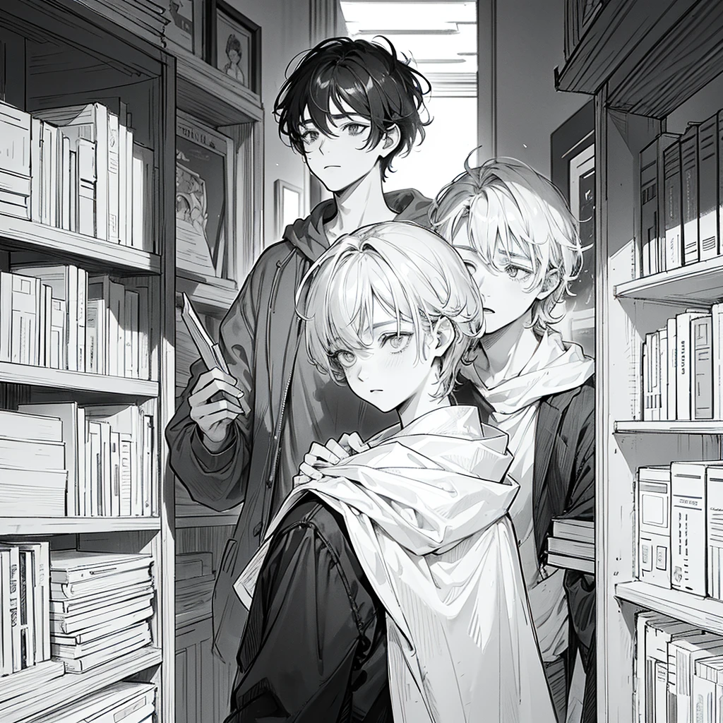 a young man with a very tired and very sleepy face after reading dozens of books in the library, messy hairstyle, only face, facial detail, expression detail, sketch, line drawing, line art, seen from the front,anatomically correct, award winning