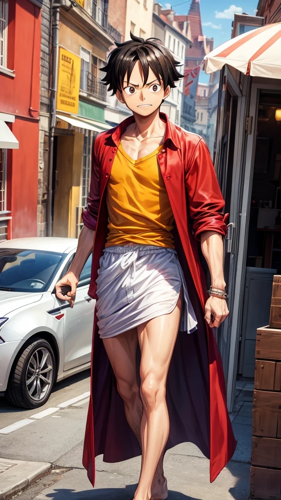 Luffy mettant une robe car il se sent fille