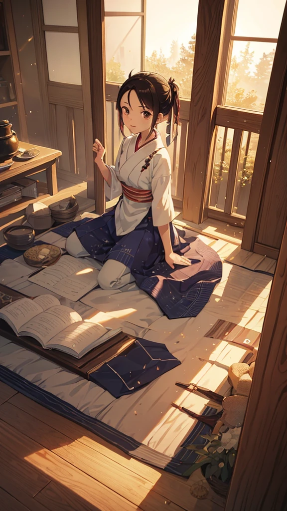 Tanjiro Kamado, best quality, ultra-resolution, extremely delicate , extremely detailed, illustration, streaks of light sunshine, shine, full HD, --ar 14:10