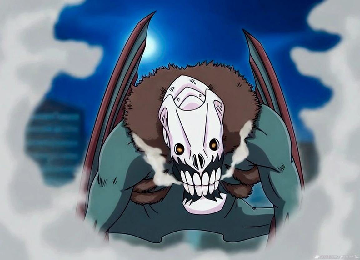 アニメ, a man in a white mask and a furry coat holding a knife, like an ugly titan, From the Supreme Lord, no filme de アニメ, specters riding in the sky, gouf evangelion, captura de tela do アニメ ????