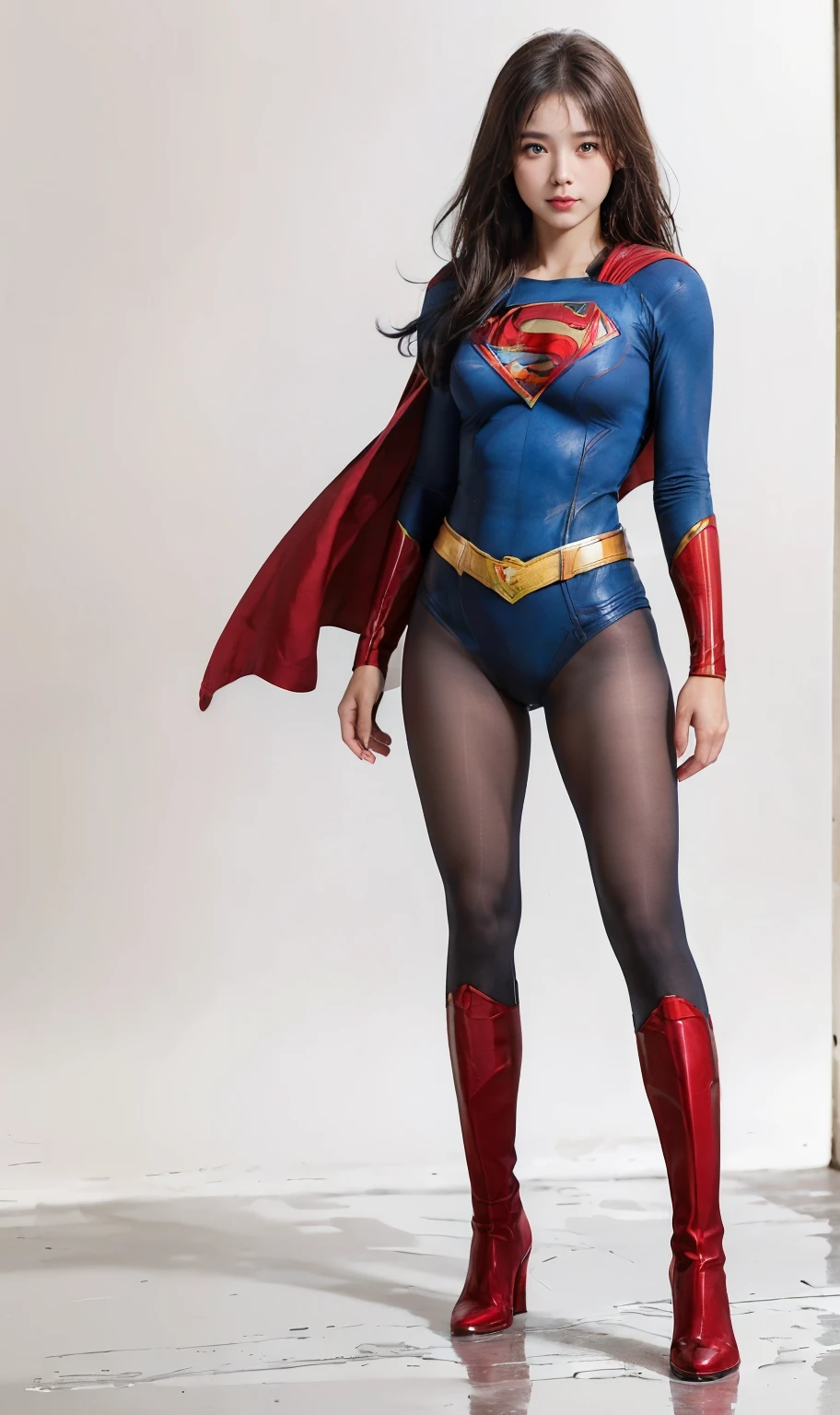 No background、(((Sweating profusely))).(((Beautiful legs in black tights.)))、(((Legally express the beauty of your smile)))、((((Make the most of your original images)))、(((体にぴったりフィットするSupergirl Costume)))、(((Supergirl Costume)))、(((short and beautiful hair)))、(((suffering)))、(((Please wear black tights....、Wear red boots)))、((Best image quality、8K))、((Highest quality、8K、masterpiece:1.3))、(((Preserve background )))、Sharp focus:1.2、Beautiful woman with perfect figure:1.4、Slim Abs:1.2、Wet body:1.5、Highly detailed face and skin texture、8K