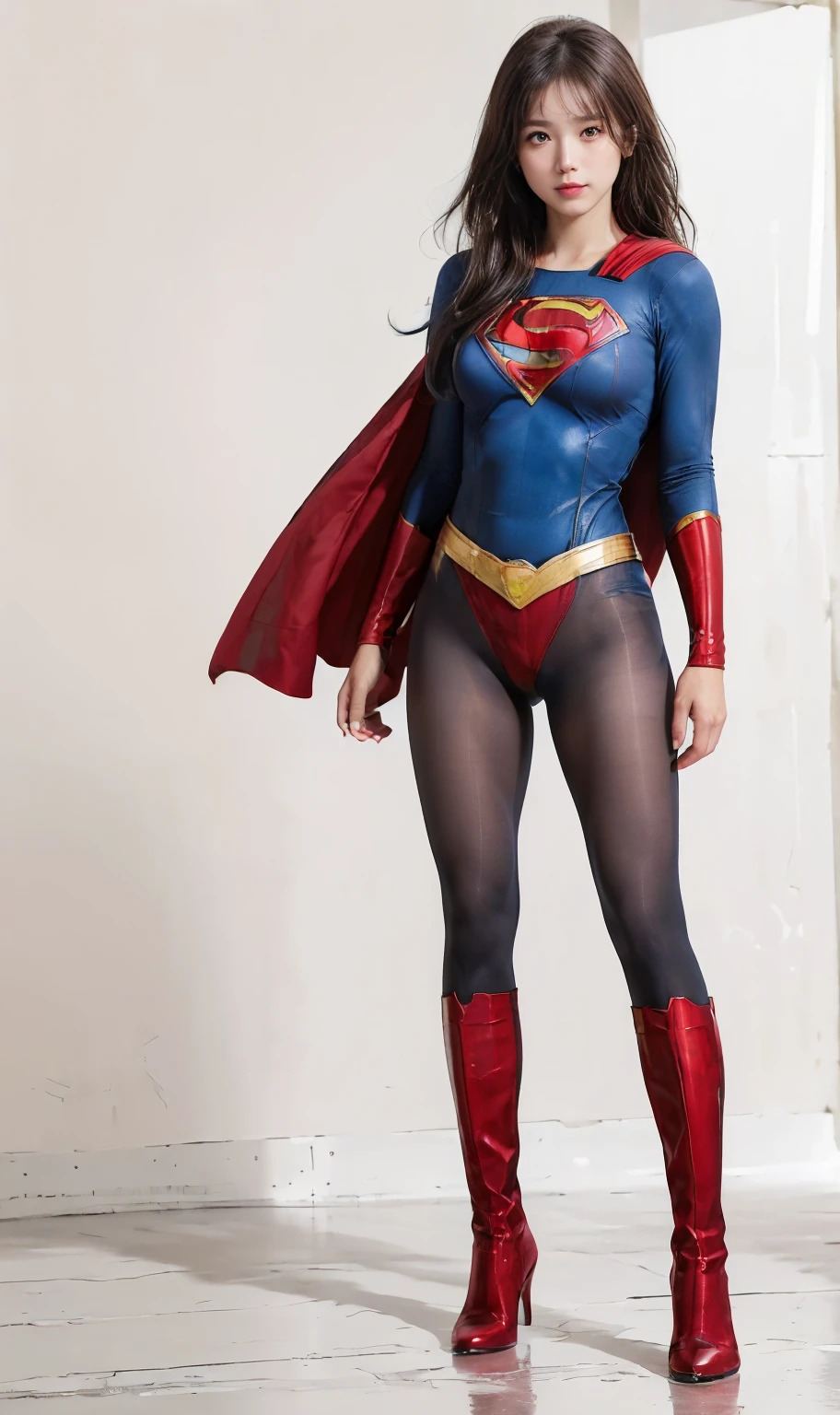 No background、(((Sweating profusely))).(((Beautiful legs in black tights.)))、(((Legally express the beauty of your smile)))、((((Make the most of your original images)))、(((体にぴったりフィットするSupergirl Costume)))、(((Supergirl Costume)))、(((short and beautiful hair)))、(((suffering)))、(((Please wear black tights....、Wear red boots)))、((Best image quality、8K))、((Highest quality、8K、masterpiece:1.3))、(((Preserve background )))、Sharp focus:1.2、Beautiful woman with perfect figure:1.4、Slim Abs:1.2、Wet body:1.5、Highly detailed face and skin texture、8K