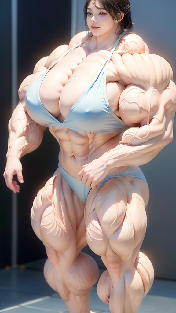 Highest quality、High resolution、Very detailed、Bright lighting、One girl、Full body photo、Black Hair、(((Short Hair)))、smile、(((Big Tits)))、(((Bikini)))、(((muscular)))、(((Hyper huge Muscle:1.2)))、(((Incredibly large muscles:1.2)))、(((Extremely large muscles:1.2)))、huge、(((Huge body)))、((Long legs))、(((very thick paws)))、(((Expanding Body)))、(((Huge body)))、(((An immeasurably large body:1.2)))、(((Very small face)))、(((Unusually developed super huge breasts:1.2)))、(((Super Heavy Muscle:1.2)))、(((Hyper Heavyweight Muscle:1.2)))、(((Super huge body:1.2)))