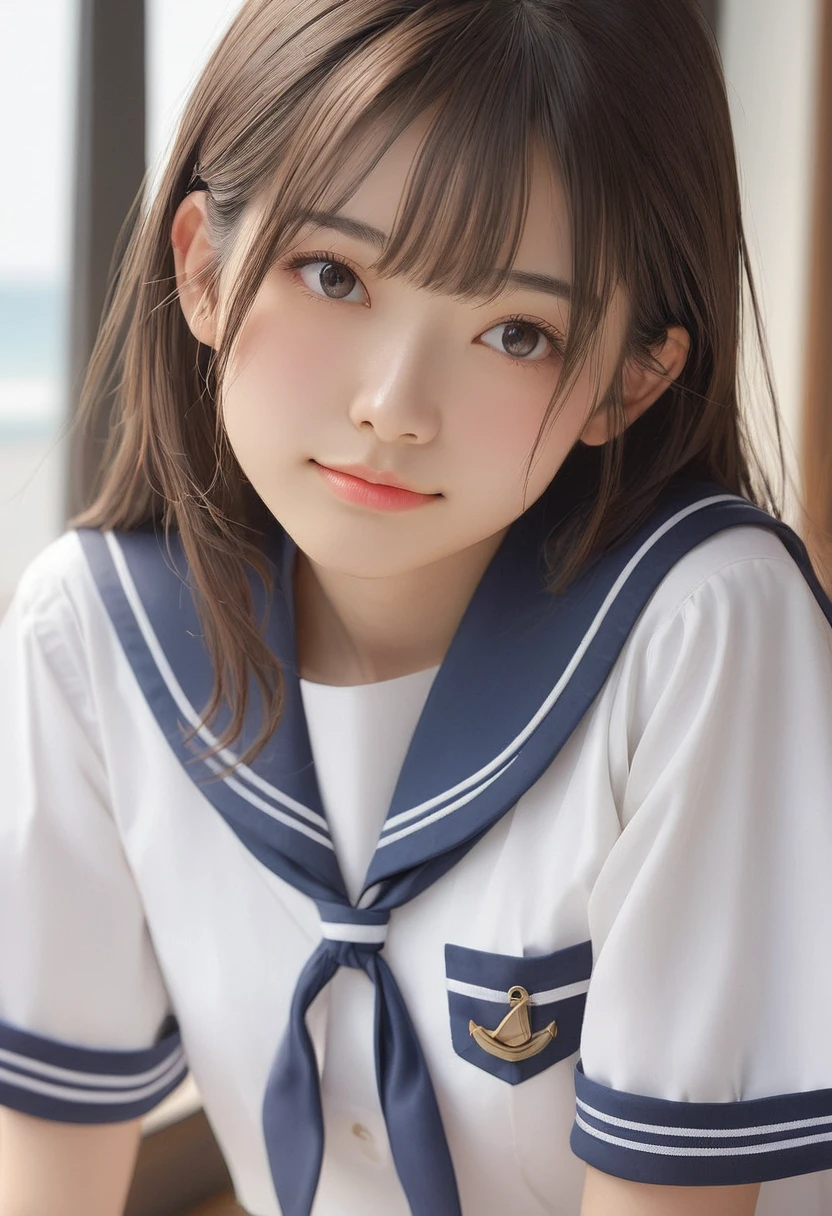 (masterpiece, Highest quality:1.2), One girl, alone,15 years old、Sailor suit