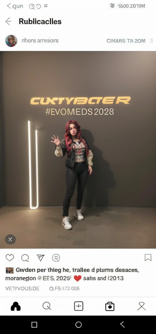 a woman with a gamer style,de cabelo ruivo.all powerless