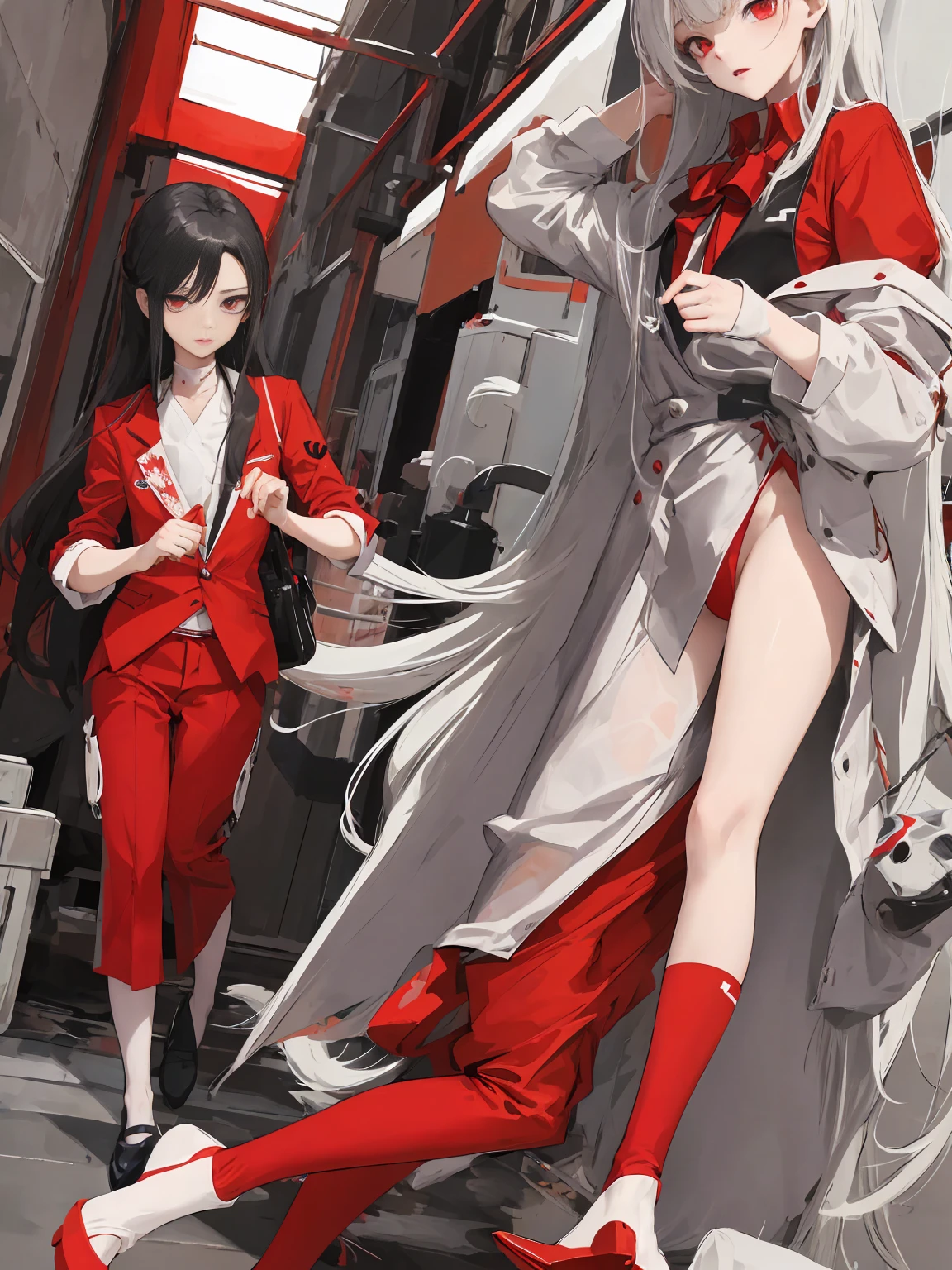 Anime girl in red shirt and black tie posing for photo, author:Yang J, extremely detailed Atgem, Toosaka Rin, Atgem jsc, Gu Weisz style artwork, Beautiful digital art, Atgem. High Detail, range murata and Atgem, style Atgem, Even the model | Atgem