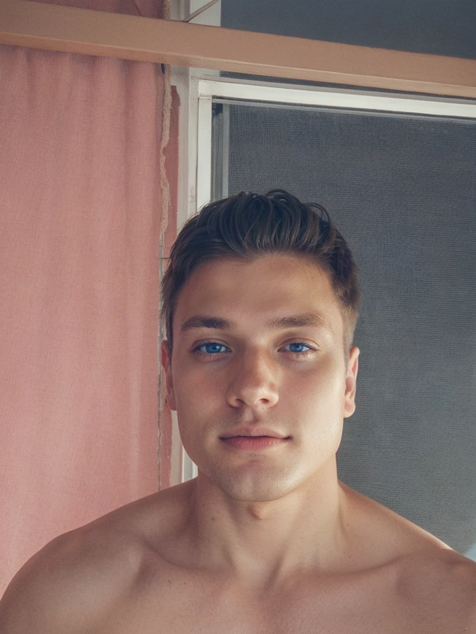 A boy with very light blonde hair and very light blue eyes