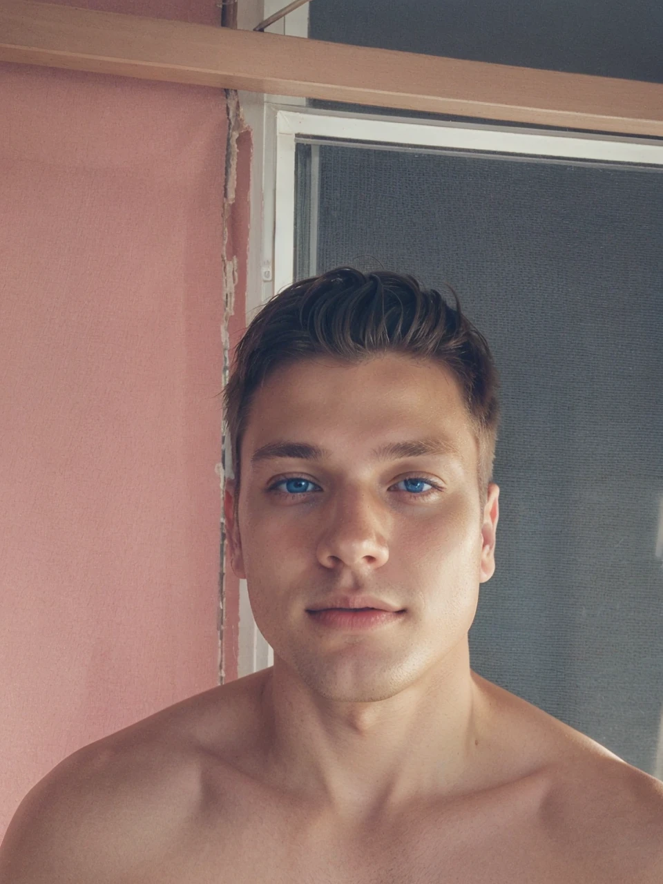 A boy with very light blonde hair and very light blue eyes