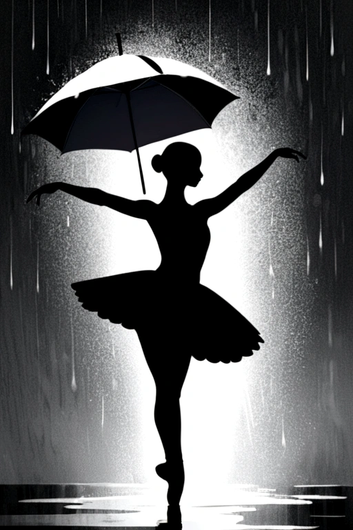 Ballet dancer in the rain,Minimalist style ,Negative Space