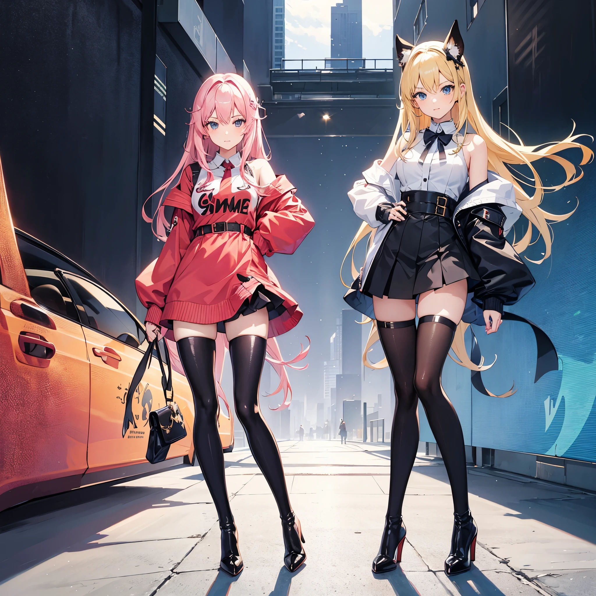 anime girl, high heel boots, leg posing, best quality, leggings, camera looking at the high heels, normal feet
