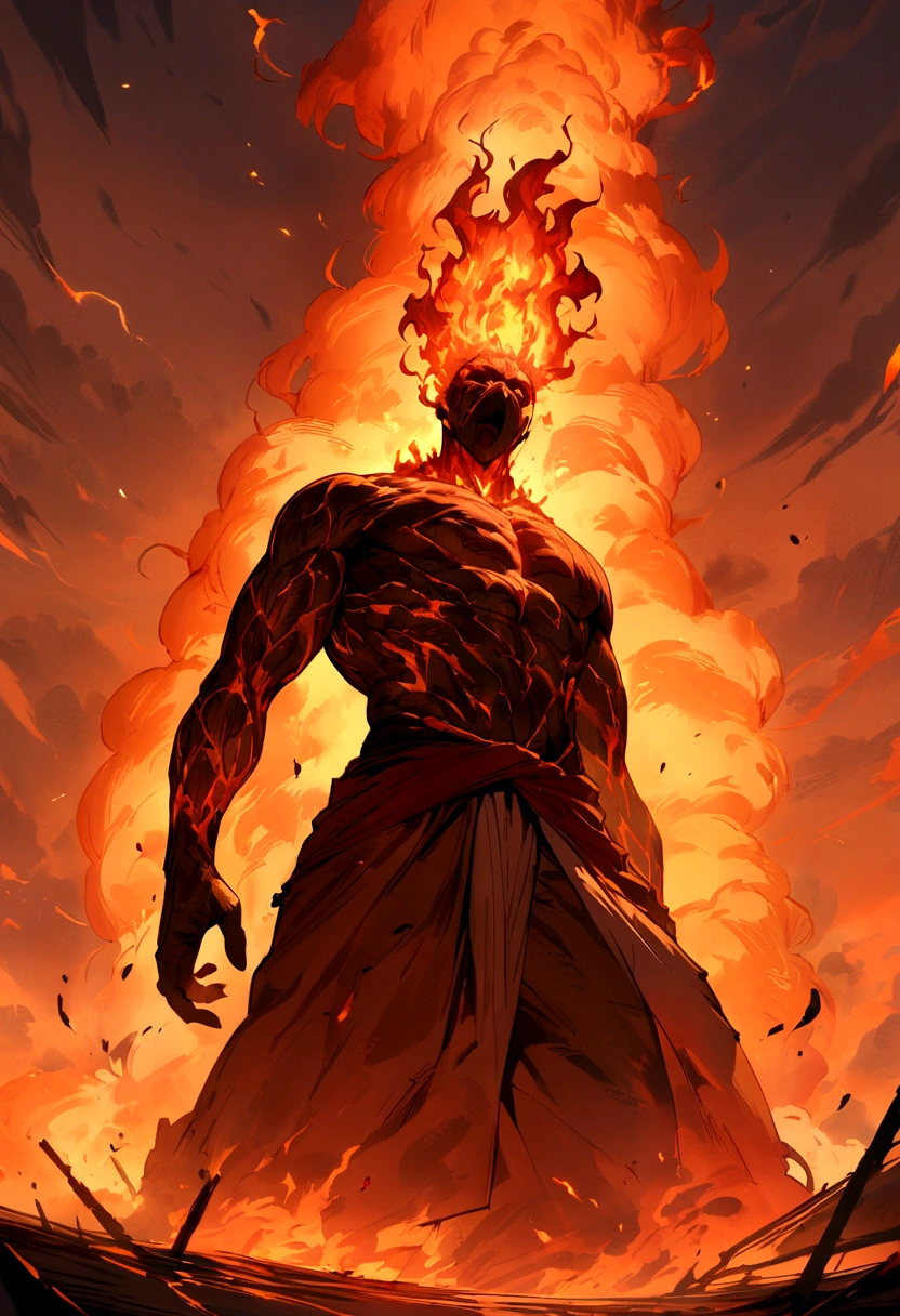 Best quality, masterpiece, human being burned alive, huge fire,
