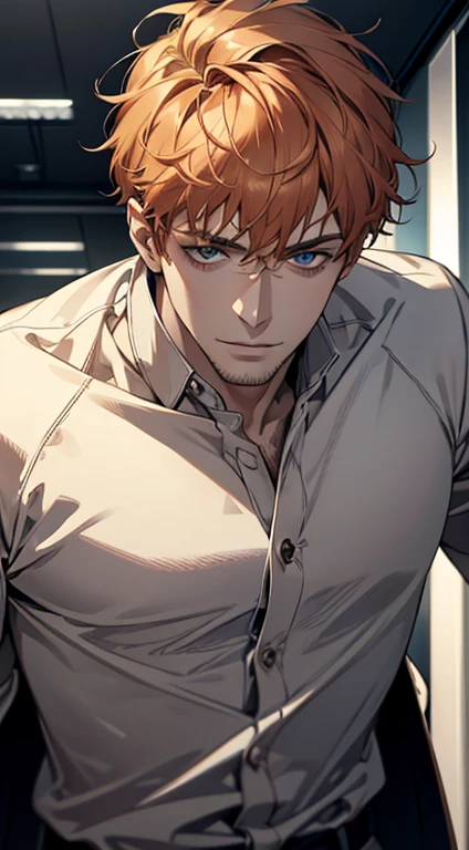 (best quality,4k,8k,highres,masterpiece:1.2),ultra-detailed,(realistic,photorealistic,photo-realistic:1.37),1 man,31 years old,mature man,very handsome,without expression,smile,short grey b
Orange hair,blue eyes,penetrating gaze,perfect face without errors,imposing posture,businessman,office background,cinematic lighting,hdr image