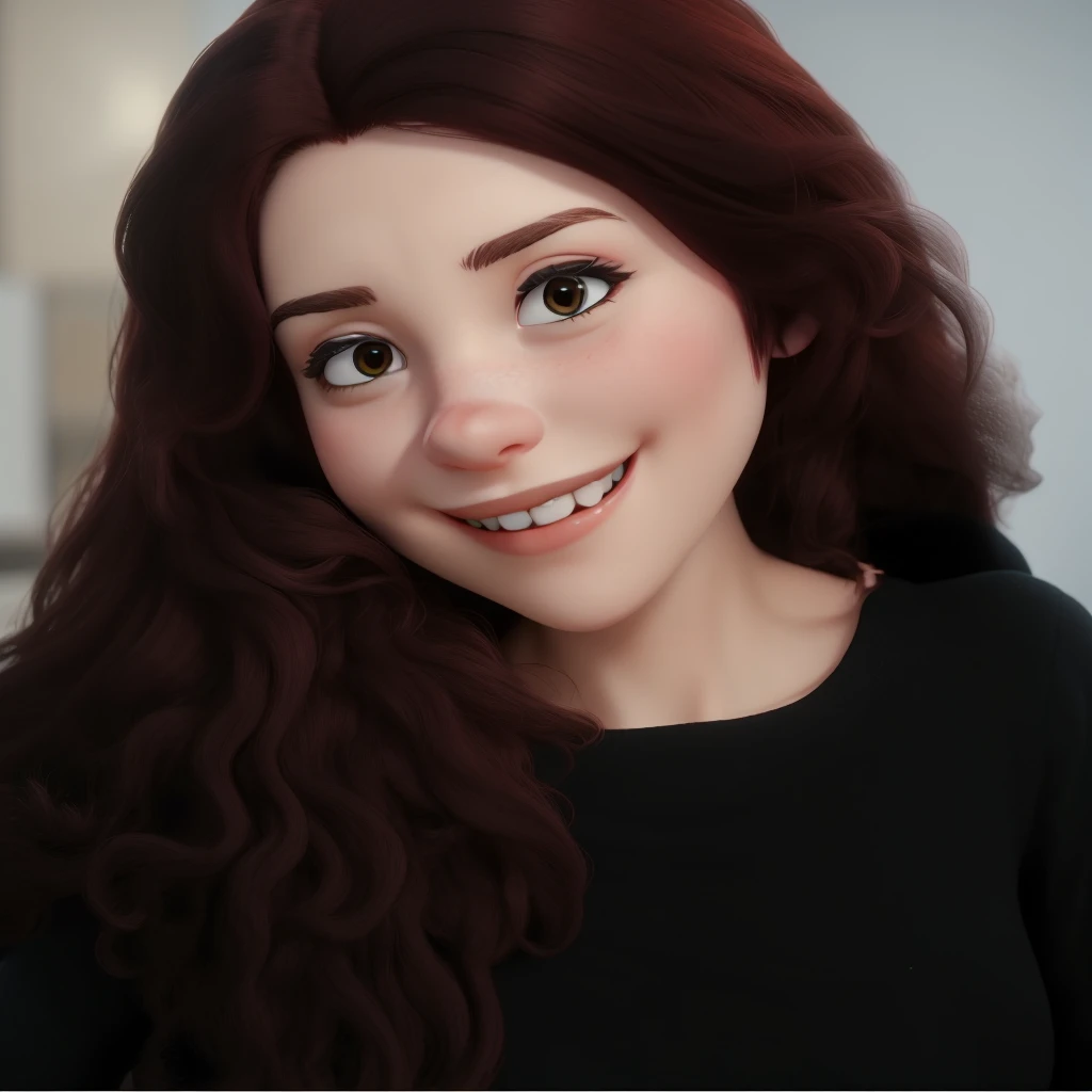 a female gamer,red hair, happy
