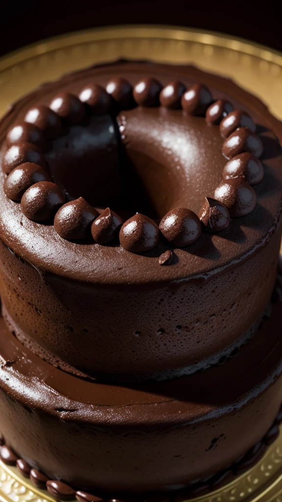 a chocolate cake, delicious chocolate cake, chocolate cake with chocolate frosting, 3D render, extremely detailed, photorealistic, ultra-detailed, 8k, high quality, masterpiece, realistic lighting, dramatic lighting, warm colors, rich colors, luscious texture, smooth surface, glossy, shiny, appetizing, tempting, mouthwatering