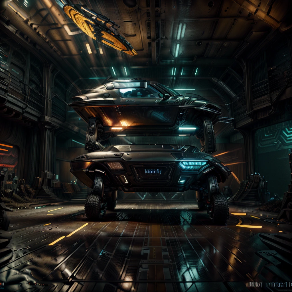 detailed futuristic UAZ Hunter, highly detailed, cinematic lighting, hyper realistic, 8k, photorealistic, best quality, cinematic composition, dramatic atmosphere, advanced technology, glowing holographic displays, sleek metallic surfaces, advanced aerodynamic design, complex machinery, intricate details, elegant curves, vivid colors, neon highlights, advanced digital interface, seamless integration of technology ,side view, back view, front view