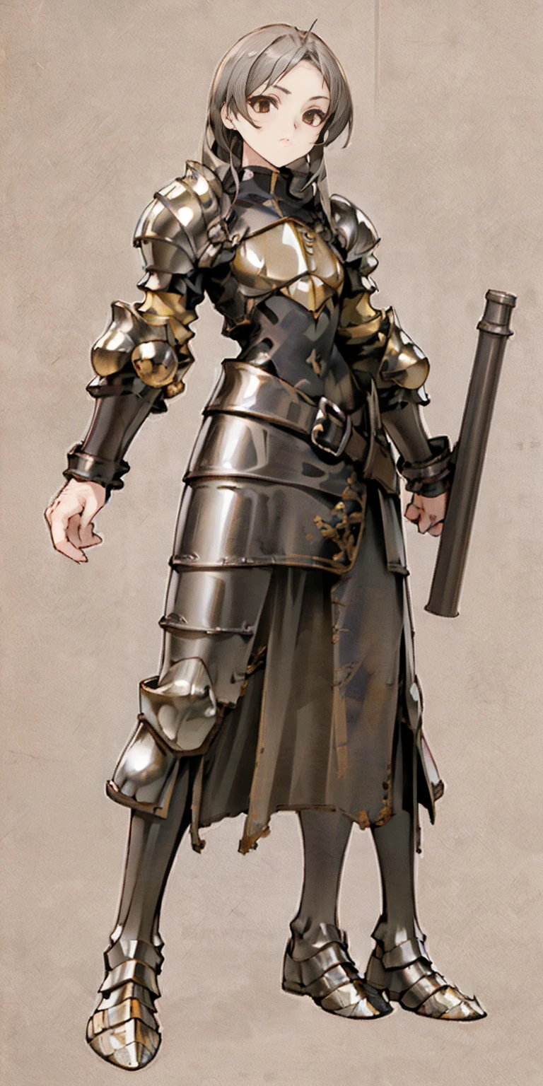 Subject:
1 Solo Female Gladiator
Pose:
Full body, whole body
Standing tall, hands on hips (conveying confidence)
Feet together, conveying a strong stance
View from slightly below, emphasizing her power
Clothing and Armor:
Loincloth (detailed and well-crafted, showcasing her warrior status)
Metal sandals, sturdy and battle-worn
Leather choker, adorned with a gladiator emblem or small spikes (optional)
Big belt, holding additional weapons or pouches (optional)
Bracers on forearms, for protection
Jewelry:
Tiara (can be simple and battle-ready, or adorned with feathers or gladiator symbols)
Additional Details:
Strong, defined muscles
Determined expression on her face
Optional: scars or other battle marks that tell a story of her victories