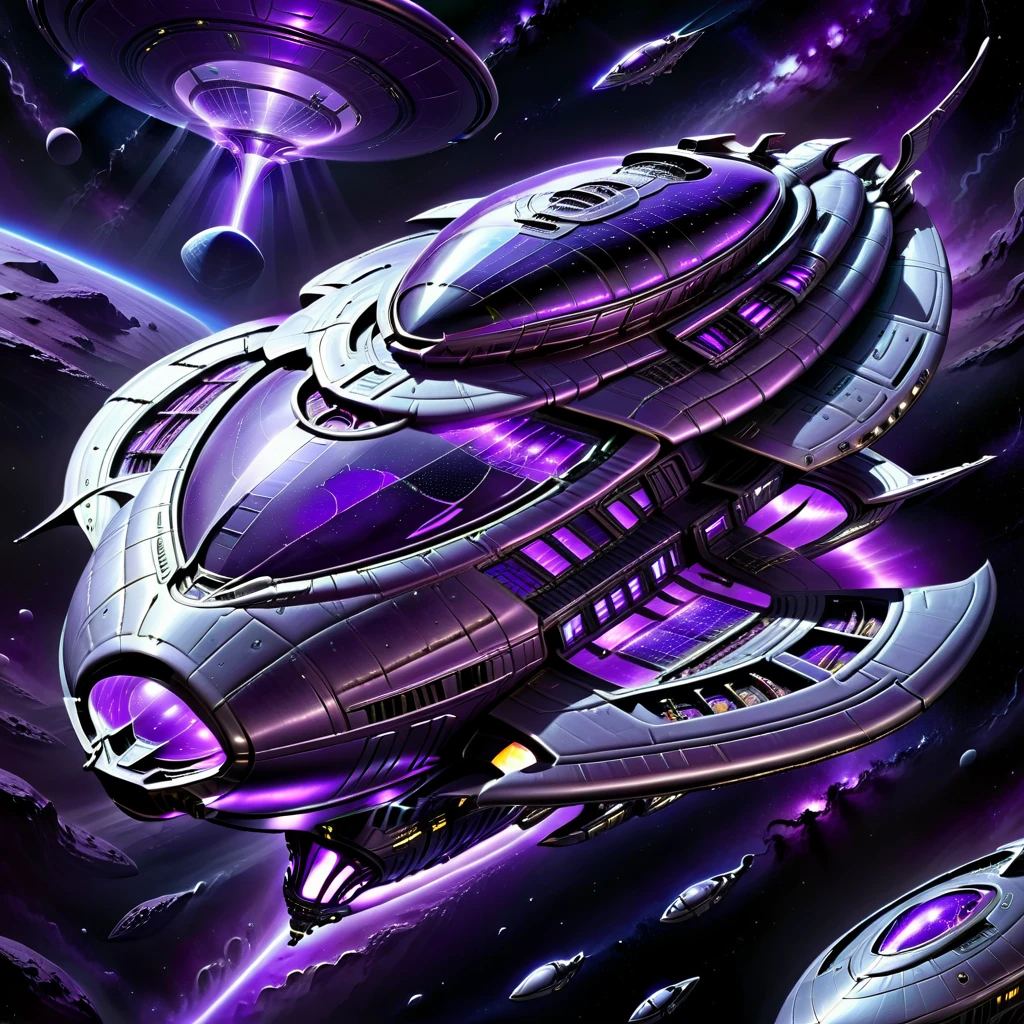 xenomechanicalworld, scifi, futuristic, spaceship, purple