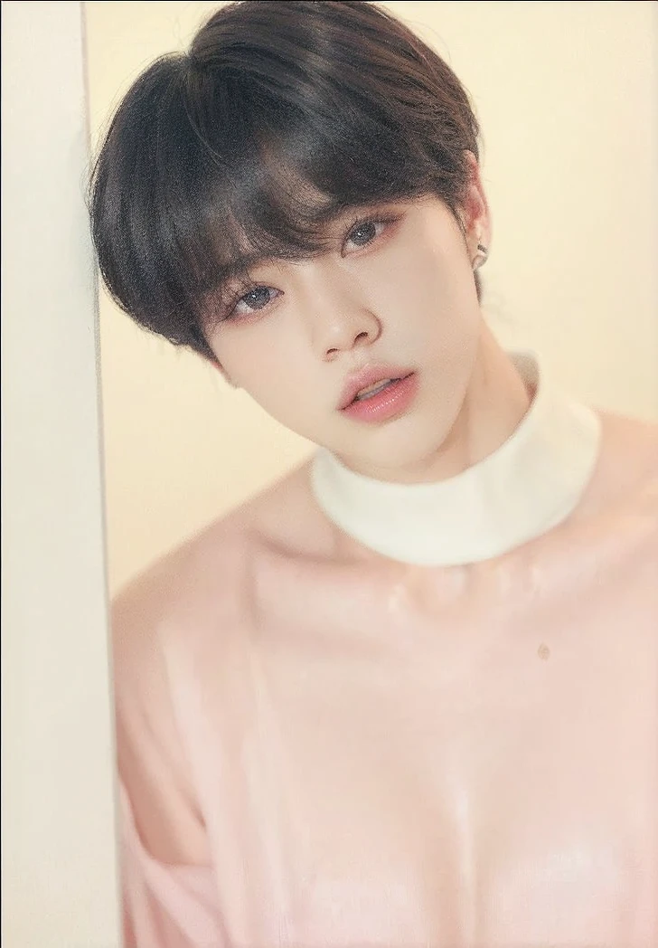 a closeup of a person wearing a white shirt and earrings, Jimin\full lips, Jimin\his right eyelid is swollen, Jimin, accurate Jimin face, Jung Jaehyun, Jimin\'s grecian nose, Yanjun Chengt, cai xukun, kim doyoung, pale korean adorable face, park Jimin, jia, Portrait of Blackpink's Jossi