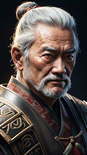 Oriental、Old man wearing ancient Chinese armor、Old man with ancient Chinese hairstyle、Three Kingdomultiple warlords、Highest quality、masterpiece、Ultra-high resolution、(Photorealistic:1.4)、Game Poster、