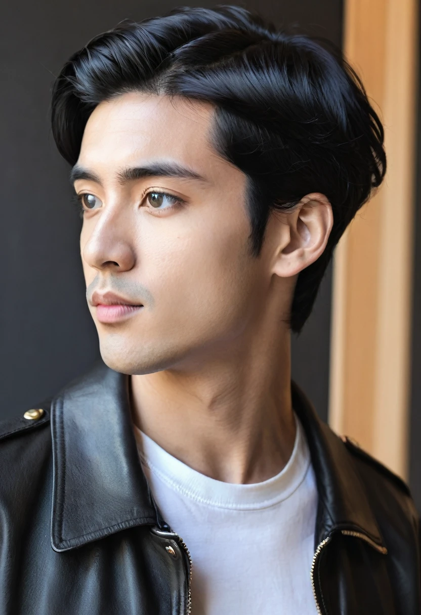 Selfie of a male with black hair, side profile.