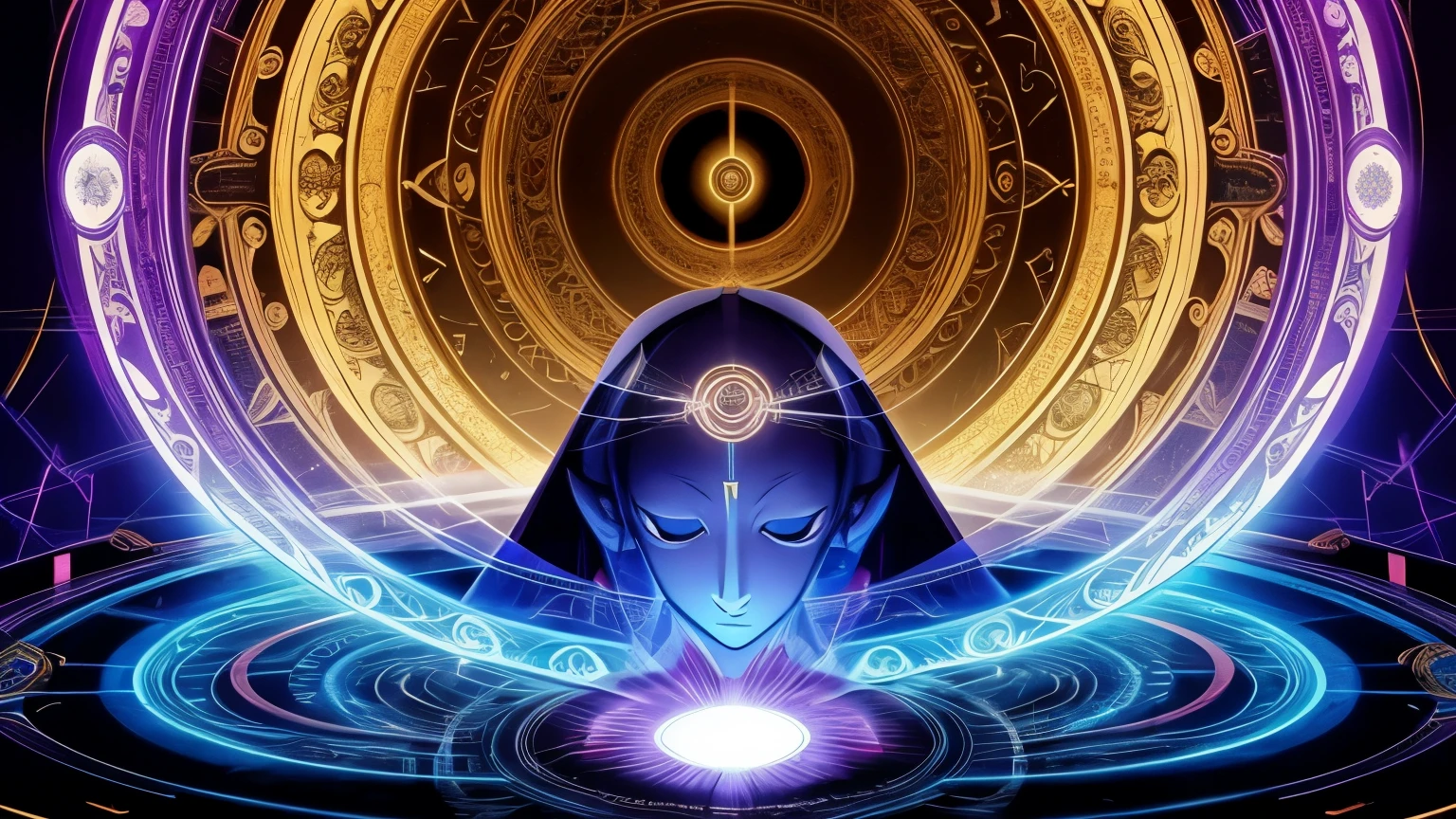 Third eye opening on a person's forehead, revealing a portal to the Akashic Records with streams of information flowing out"